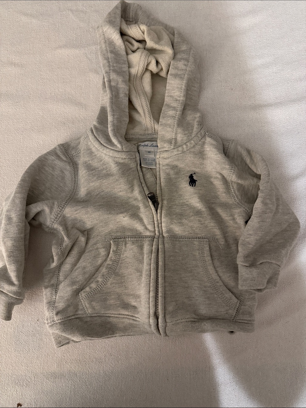 Ralph Lauren Kids Hooded Zip Sweatshirt in Light Gray